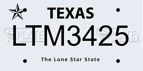 LTM3425 Texas License Plate
