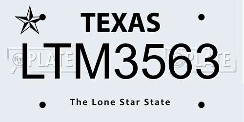 LTM3563 Texas License Plate