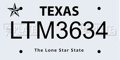 LTM3634 Texas License Plate