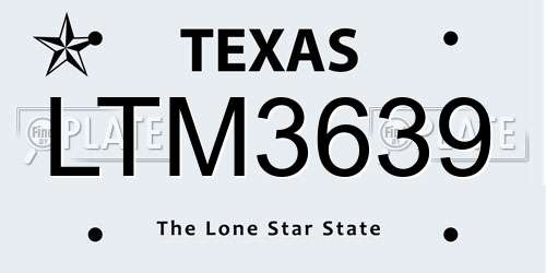 LTM3639 Texas License Plate