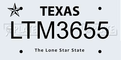 LTM3655 Texas License Plate