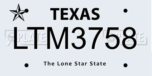 LTM3758 Texas License Plate