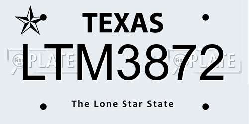 LTM3872 Texas License Plate