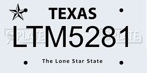 LTM5281 Texas License Plate