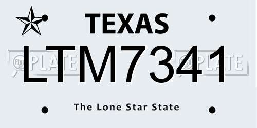 LTM7341 Texas License Plate