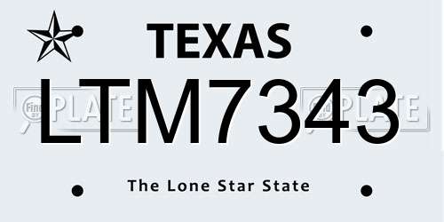 LTM7343 Texas License Plate