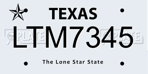 LTM7345 Texas License Plate