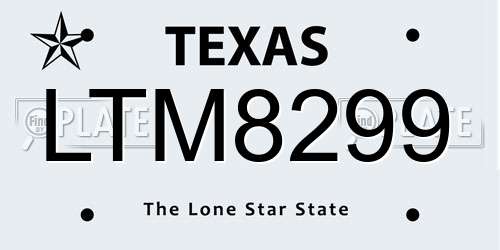 LTM8299 Texas License Plate