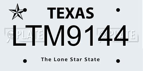 LTM9144 Texas License Plate
