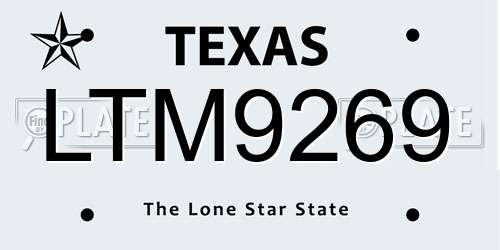 LTM9269 Texas License Plate