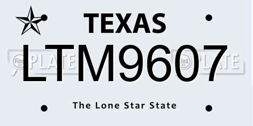 LTM9607 Texas License Plate