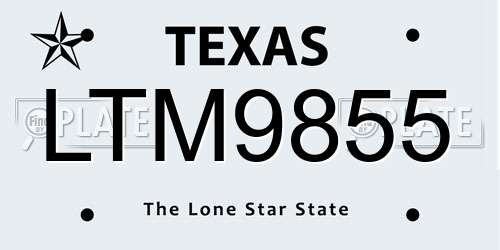 LTM9855 Texas License Plate