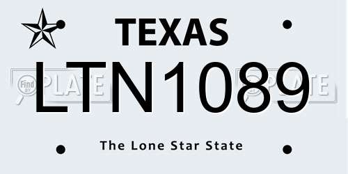 LTN1089 Texas License Plate