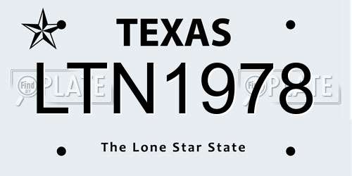 LTN1978 Texas License Plate