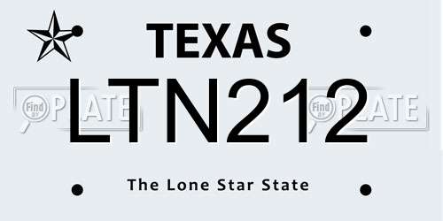LTN212 Texas License Plate