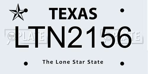 LTN2156 Texas License Plate