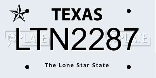 LTN2287 Texas License Plate