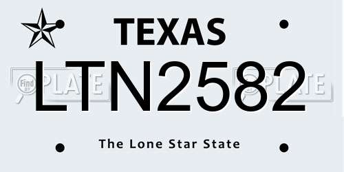 LTN2582 Texas License Plate