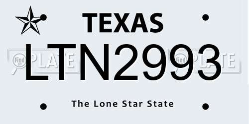 LTN2993 Texas License Plate