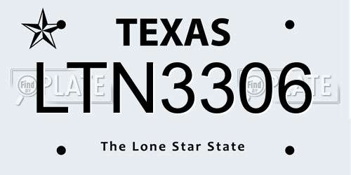 LTN3306 Texas License Plate