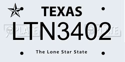LTN3402 Texas License Plate