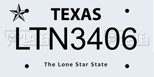 LTN3406 Texas License Plate