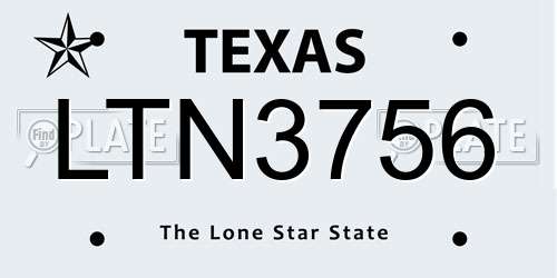 LTN3756 Texas License Plate