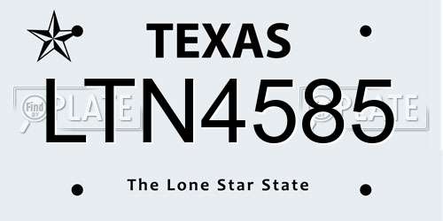 LTN4585 Texas License Plate