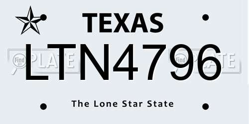 LTN4796 Texas License Plate