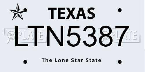 LTN5387 Texas License Plate