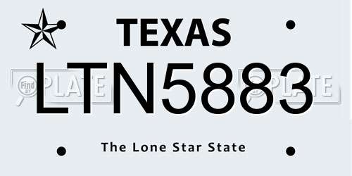 LTN5883 Texas License Plate