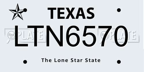 LTN6570 Texas License Plate
