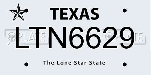 LTN6629 Texas License Plate