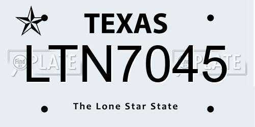 LTN7045 Texas License Plate