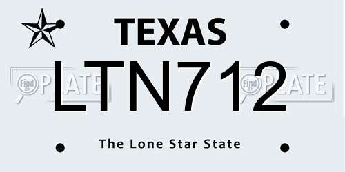 LTN712 Texas License Plate