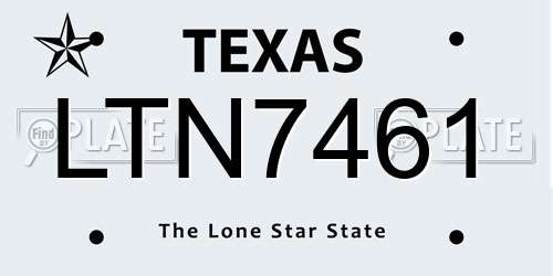 LTN7461 Texas License Plate