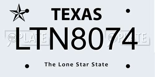 LTN8074 Texas License Plate