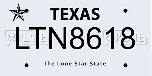 LTN8618 Texas License Plate