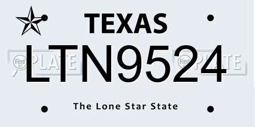 LTN9524 Texas License Plate