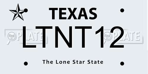 LTNT12 Texas License Plate
