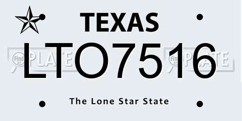 LTO7516 Texas License Plate