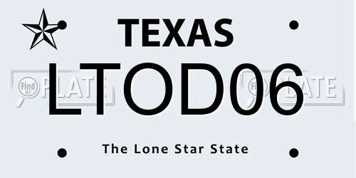 LTOD06 Texas License Plate
