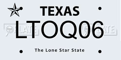 LTOQ06 Texas License Plate