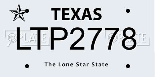 LTP2778 Texas License Plate