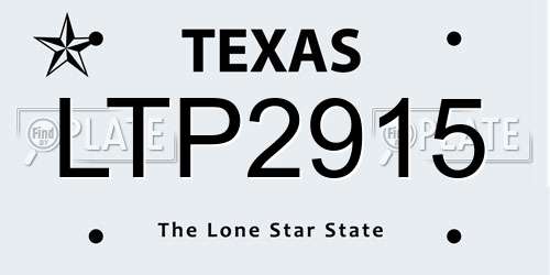 LTP2915 Texas License Plate