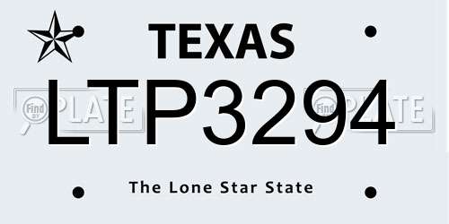 LTP3294 Texas License Plate