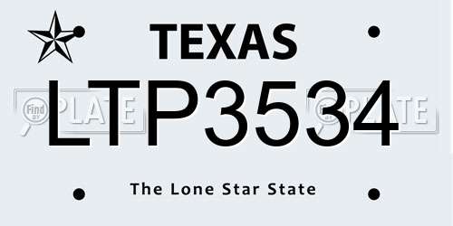 LTP3534 Texas License Plate