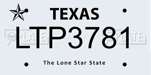 LTP3781 Texas License Plate