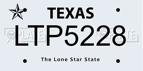 LTP5228 Texas License Plate