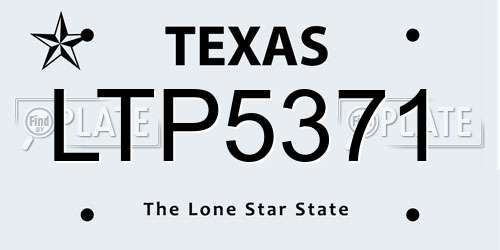 LTP5371 Texas License Plate